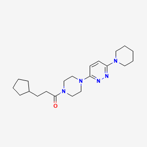 molecular formula C21H33N5O B11262620 3-Cyclopentyl-1-{4-[6-(piperidin-1-YL)pyridazin-3-YL]piperazin-1-YL}propan-1-one 