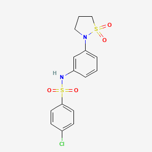 molecular formula C15H15ClN2O4S2 B11262646 4-Chloro-N-[3-(1,1-dioxido-2-isothiazolidinyl)phenyl]benzenesulfonamide 