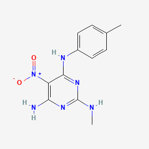 molecular formula C12H14N6O2 B11262692 N~2~-methyl-N~4~-(4-methylphenyl)-5-nitropyrimidine-2,4,6-triamine 