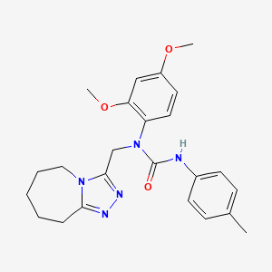 molecular formula C24H29N5O3 B11262708 1-(2,4-dimethoxyphenyl)-3-(4-methylphenyl)-1-(6,7,8,9-tetrahydro-5H-[1,2,4]triazolo[4,3-a]azepin-3-ylmethyl)urea 