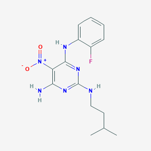 N~4~-(2-fluorophenyl)-N~2~-(3-methylbutyl)-5-nitropyrimidine-2,4,6-triamine