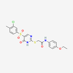 molecular formula C21H20ClN3O5S2 B11262791 2-({5-[(3-chloro-4-methylphenyl)sulfonyl]-6-oxo-1,6-dihydropyrimidin-2-yl}sulfanyl)-N-(4-ethoxyphenyl)acetamide 