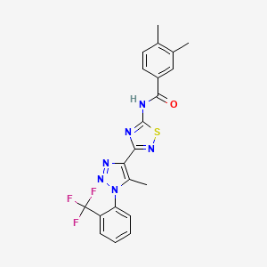 3,4-dimethyl-N-(3-{5-methyl-1-[2-(trifluoromethyl)phenyl]-1H-1,2,3-triazol-4-yl}-1,2,4-thiadiazol-5-yl)benzamide