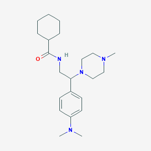 molecular formula C22H36N4O B11262839 N-(2-(4-(dimethylamino)phenyl)-2-(4-methylpiperazin-1-yl)ethyl)cyclohexanecarboxamide 