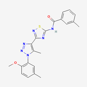 N-{3-[1-(2-methoxy-5-methylphenyl)-5-methyl-1H-1,2,3-triazol-4-yl]-1,2,4-thiadiazol-5-yl}-3-methylbenzamide