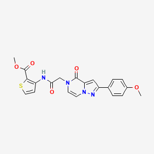 molecular formula C21H18N4O5S B11262894 methyl 3-({[2-(4-methoxyphenyl)-4-oxopyrazolo[1,5-a]pyrazin-5(4H)-yl]acetyl}amino)thiophene-2-carboxylate 