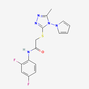 molecular formula C15H13F2N5OS B11262929 N-(2,4-difluorophenyl)-2-{[5-methyl-4-(1H-pyrrol-1-yl)-4H-1,2,4-triazol-3-yl]sulfanyl}acetamide 