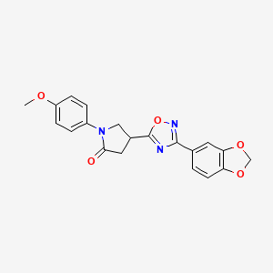 molecular formula C20H17N3O5 B11262947 4-[3-(2H-1,3-benzodioxol-5-yl)-1,2,4-oxadiazol-5-yl]-1-(4-methoxyphenyl)pyrrolidin-2-one 