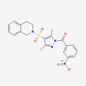 (4-((3,4-dihydroisoquinolin-2(1H)-yl)sulfonyl)-3,5-dimethyl-1H-pyrazol-1-yl)(3-nitrophenyl)methanone