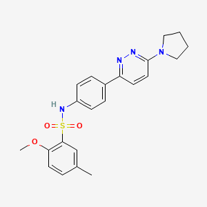 2-methoxy-5-methyl-N-(4-(6-(pyrrolidin-1-yl)pyridazin-3-yl)phenyl)benzenesulfonamide