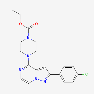 molecular formula C19H20ClN5O2 B11263023 Ethyl 4-[2-(4-chlorophenyl)pyrazolo[1,5-a]pyrazin-4-yl]piperazine-1-carboxylate 