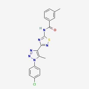 molecular formula C19H15ClN6OS B11263041 N-{3-[1-(4-chlorophenyl)-5-methyl-1H-1,2,3-triazol-4-yl]-1,2,4-thiadiazol-5-yl}-3-methylbenzamide 