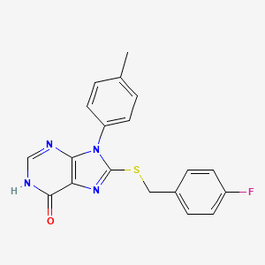 molecular formula C19H15FN4OS B11263066 8-[(4-fluorobenzyl)sulfanyl]-9-(4-methylphenyl)-1,9-dihydro-6H-purin-6-one 