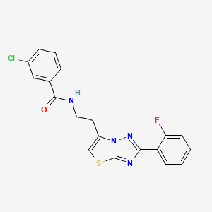 3-chloro-N-(2-(2-(2-fluorophenyl)thiazolo[3,2-b][1,2,4]triazol-6-yl)ethyl)benzamide