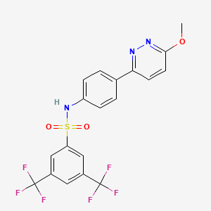 molecular formula C19H13F6N3O3S B11263075 N-(4-(6-methoxypyridazin-3-yl)phenyl)-3,5-bis(trifluoromethyl)benzenesulfonamide 