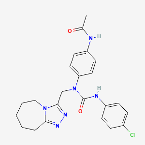 molecular formula C23H25ClN6O2 B11263083 N-(4-{[(4-chlorophenyl)carbamoyl](6,7,8,9-tetrahydro-5H-[1,2,4]triazolo[4,3-a]azepin-3-ylmethyl)amino}phenyl)acetamide 