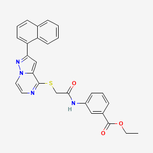 Ethyl 3-[({[2-(naphthalen-1-yl)pyrazolo[1,5-a]pyrazin-4-yl]sulfanyl}acetyl)amino]benzoate