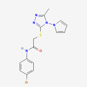 molecular formula C15H14BrN5OS B11263140 N-(4-bromophenyl)-2-{[5-methyl-4-(1H-pyrrol-1-yl)-4H-1,2,4-triazol-3-yl]sulfanyl}acetamide 