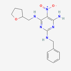 molecular formula C16H20N6O3 B11263163 N2-benzyl-5-nitro-N4-[(oxolan-2-yl)methyl]pyrimidine-2,4,6-triamine 