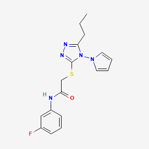 molecular formula C17H18FN5OS B11263176 N-(3-fluorophenyl)-2-{[5-propyl-4-(1H-pyrrol-1-yl)-4H-1,2,4-triazol-3-yl]sulfanyl}acetamide 