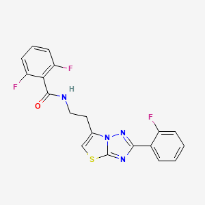 molecular formula C19H13F3N4OS B11263202 2,6-difluoro-N-(2-(2-(2-fluorophenyl)thiazolo[3,2-b][1,2,4]triazol-6-yl)ethyl)benzamide 