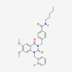 4-((1-(2-fluorobenzyl)-6,7-dimethoxy-2,4-dioxo-1,2-dihydroquinazolin-3(4H)-yl)methyl)-N-pentylbenzamide