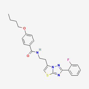 4-butoxy-N-(2-(2-(2-fluorophenyl)thiazolo[3,2-b][1,2,4]triazol-6-yl)ethyl)benzamide