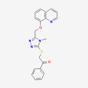 molecular formula C21H18N4O2S B11263316 2-({4-methyl-5-[(quinolin-8-yloxy)methyl]-4H-1,2,4-triazol-3-yl}sulfanyl)-1-phenylethanone 