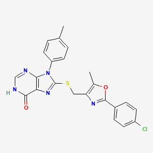 molecular formula C23H18ClN5O2S B11263327 8-({[2-(4-chlorophenyl)-5-methyl-1,3-oxazol-4-yl]methyl}sulfanyl)-9-(4-methylphenyl)-1,9-dihydro-6H-purin-6-one 