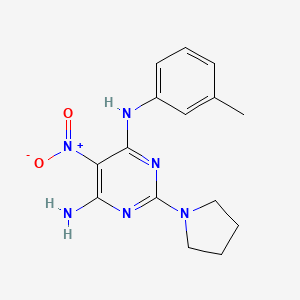 N-(3-methylphenyl)-5-nitro-2-(pyrrolidin-1-yl)pyrimidine-4,6-diamine