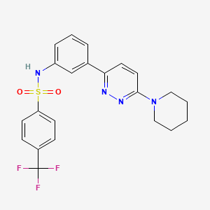 molecular formula C22H21F3N4O2S B11263351 N-(3-(6-(piperidin-1-yl)pyridazin-3-yl)phenyl)-4-(trifluoromethyl)benzenesulfonamide 