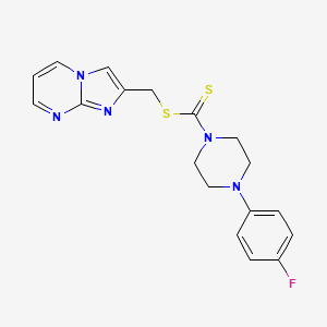 molecular formula C18H18FN5S2 B11263370 Imidazo[1,2-a]pyrimidin-2-ylmethyl 4-(4-fluorophenyl)piperazine-1-carbodithioate 