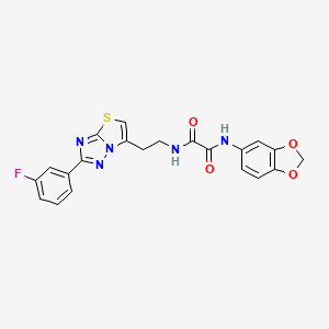 N1-(benzo[d][1,3]dioxol-5-yl)-N2-(2-(2-(3-fluorophenyl)thiazolo[3,2-b][1,2,4]triazol-6-yl)ethyl)oxalamide