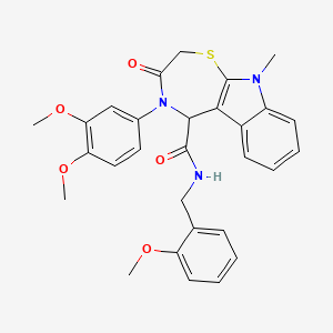 molecular formula C29H29N3O5S B11263387 4-(3,4-Dimethoxyphenyl)-N-[(2-methoxyphenyl)methyl]-10-methyl-3-oxo-2H,3H,4H,5H,10H-[1,4]thiazepino[7,6-B]indole-5-carboxamide 