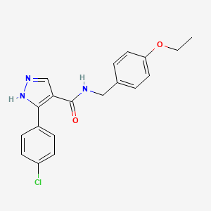 molecular formula C19H18ClN3O2 B11263397 3-(4-Chlorophenyl)-N-[(4-ethoxyphenyl)methyl]-1H-pyrazole-4-carboxamide 