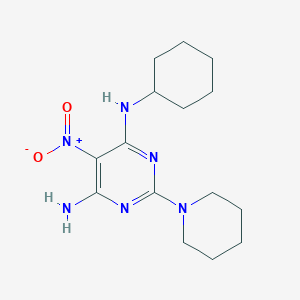 molecular formula C15H24N6O2 B11263418 N-cyclohexyl-5-nitro-2-(piperidin-1-yl)pyrimidine-4,6-diamine 