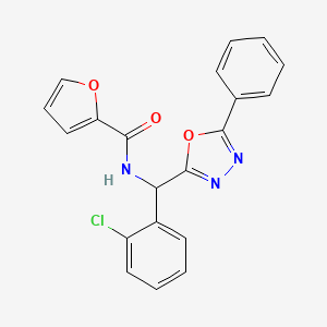 molecular formula C20H14ClN3O3 B11263450 N-[(2-chlorophenyl)(5-phenyl-1,3,4-oxadiazol-2-yl)methyl]furan-2-carboxamide 