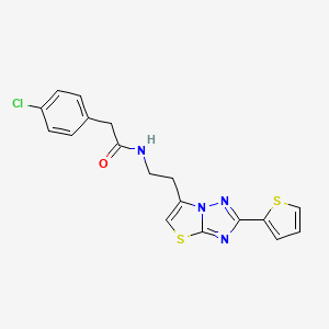 2-(4-chlorophenyl)-N-(2-(2-(thiophen-2-yl)thiazolo[3,2-b][1,2,4]triazol-6-yl)ethyl)acetamide