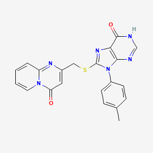 molecular formula C21H16N6O2S B11263499 2-({[9-(4-methylphenyl)-6-oxo-6,9-dihydro-1H-purin-8-yl]sulfanyl}methyl)-4H-pyrido[1,2-a]pyrimidin-4-one 