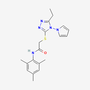 2-{[5-ethyl-4-(1H-pyrrol-1-yl)-4H-1,2,4-triazol-3-yl]sulfanyl}-N-(2,4,6-trimethylphenyl)acetamide