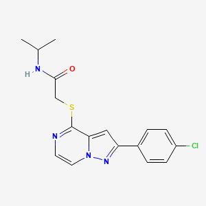 2-{[2-(4-chlorophenyl)pyrazolo[1,5-a]pyrazin-4-yl]sulfanyl}-N-(propan-2-yl)acetamide