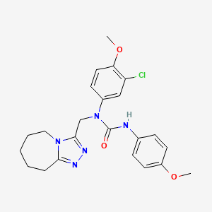 molecular formula C23H26ClN5O3 B11263519 1-(3-chloro-4-methoxyphenyl)-3-(4-methoxyphenyl)-1-(6,7,8,9-tetrahydro-5H-[1,2,4]triazolo[4,3-a]azepin-3-ylmethyl)urea 