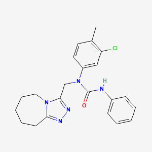 molecular formula C22H24ClN5O B11263537 1-(3-chloro-4-methylphenyl)-3-phenyl-1-(6,7,8,9-tetrahydro-5H-[1,2,4]triazolo[4,3-a]azepin-3-ylmethyl)urea 