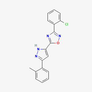 molecular formula C18H13ClN4O B11263543 3-(2-chlorophenyl)-5-[3-(2-methylphenyl)-1H-pyrazol-5-yl]-1,2,4-oxadiazole 