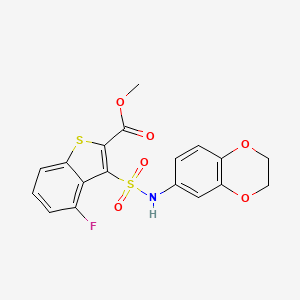 Methyl 3-(2,3-dihydro-1,4-benzodioxin-6-ylsulfamoyl)-4-fluoro-1-benzothiophene-2-carboxylate