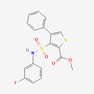 molecular formula C18H14FNO4S2 B11263567 Methyl 3-[(3-fluorophenyl)sulfamoyl]-4-phenylthiophene-2-carboxylate 