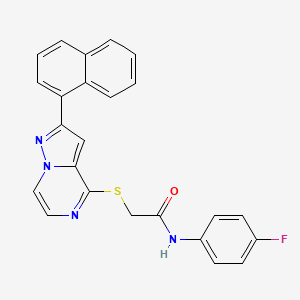 molecular formula C24H17FN4OS B11263575 N-(4-fluorophenyl)-2-{[2-(naphthalen-1-yl)pyrazolo[1,5-a]pyrazin-4-yl]sulfanyl}acetamide 