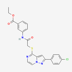 molecular formula C23H19ClN4O3S B11263581 Ethyl 3-[({[2-(4-chlorophenyl)pyrazolo[1,5-a]pyrazin-4-yl]sulfanyl}acetyl)amino]benzoate 