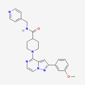 molecular formula C25H26N6O2 B11263599 1-[2-(3-methoxyphenyl)pyrazolo[1,5-a]pyrazin-4-yl]-N-(pyridin-4-ylmethyl)piperidine-4-carboxamide 