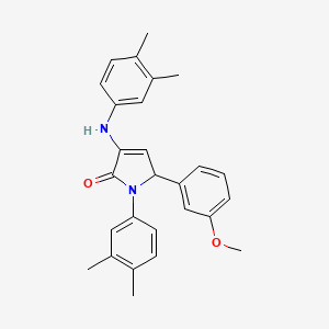 molecular formula C27H28N2O2 B11263611 1-(3,4-dimethylphenyl)-3-[(3,4-dimethylphenyl)amino]-5-(3-methoxyphenyl)-1,5-dihydro-2H-pyrrol-2-one 